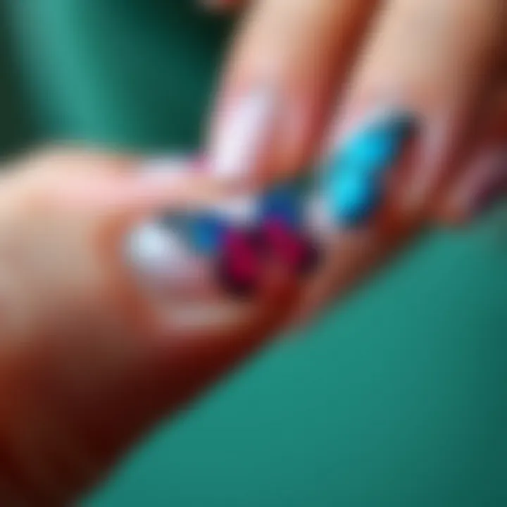 Expert Application of Butterfly Decals Close-up of expertly applied butterfly decals on nails