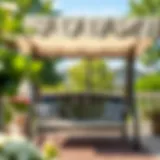 Elegant Fabric Canopy Over Porch Swing Elegant fabric canopy providing shade for a stylish porch swing