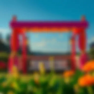 Vibrant Canopy Enhancing Outdoor Ambiance A serene outdoor setting featuring a vibrant canopy over a swing