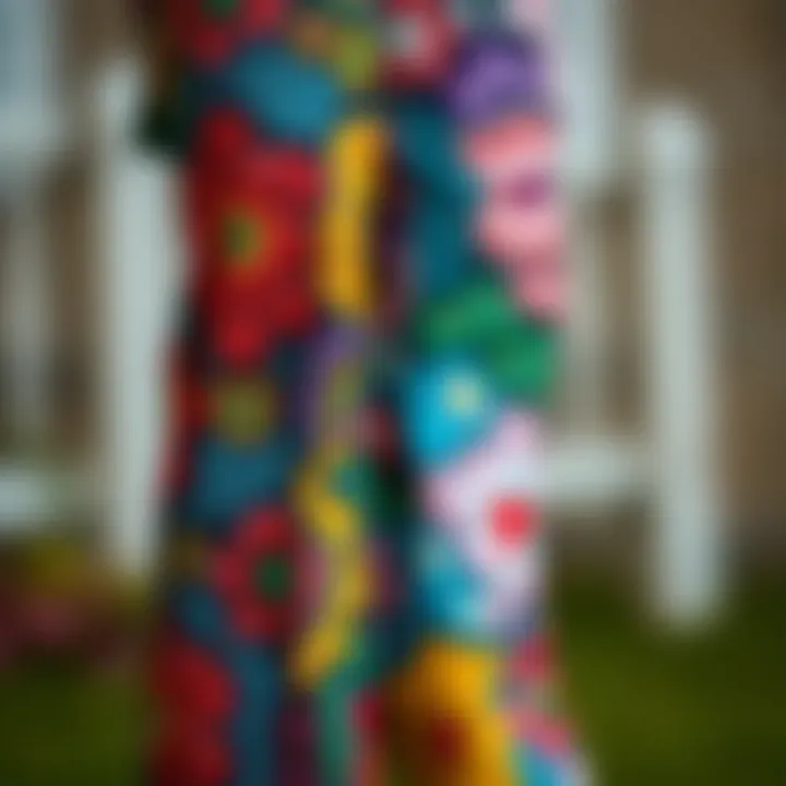 Unique Fabric Patterns A close-up of the unique fabric patterns and textures of flare pants