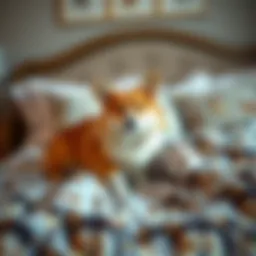 Cozy corgi print pajamas displayed on a stylish bed