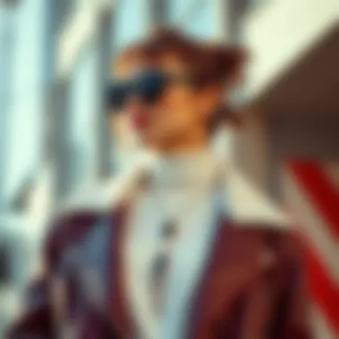 Stylish individual showcasing vertical labret jewelry in a trendy outfit