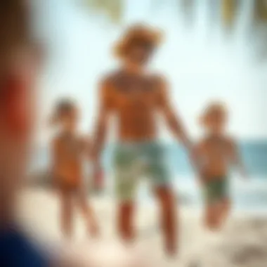 Sustainable Choices in Family Fashion A selection of eco-friendly swim trunks emphasizing sustainability