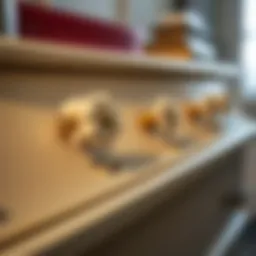 Elegant daisy dresser knobs on a vintage dresser