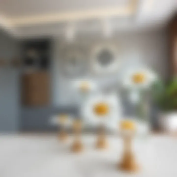 Diverse styles of daisy knobs displayed in a modern interior