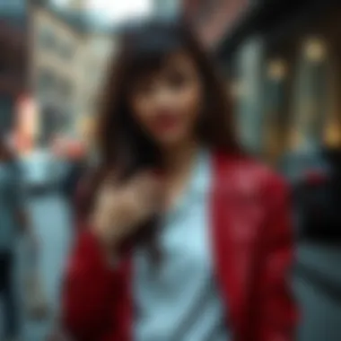 Fashion Integration with Dark Red Nails Fashionable outfit paired with dark red fake nails for a complete look.