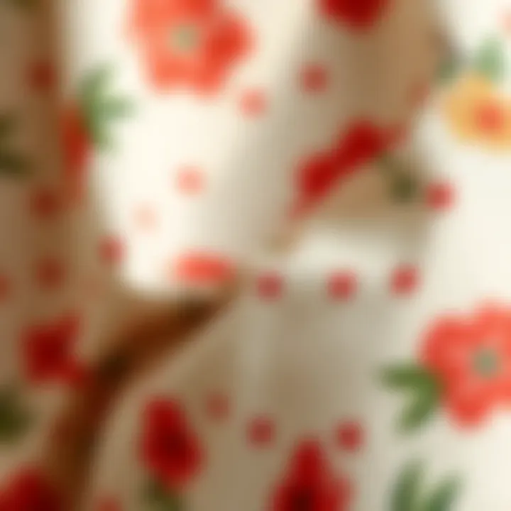 Textural Details of Ditsy Floral Fabric Close-up of fabric texture used in floral shorts