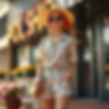 Spring Fashion with Ditsy Floral Shorts Fashionable outfit featuring ditsy floral shorts styled for spring