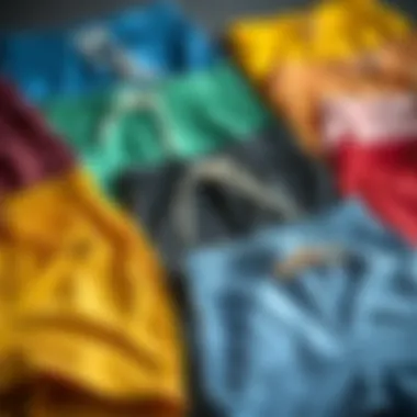 Diverse Color Options for Personal Style Different color variations of drawstring gym shorts arranged neatly