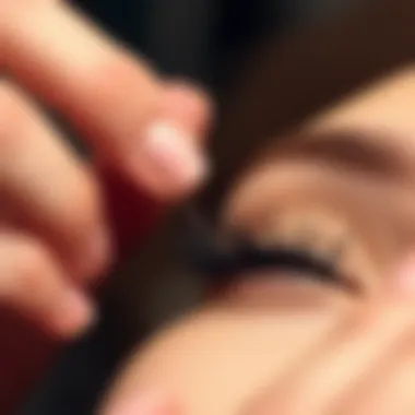 Precision Application of Magnetic Lashes Close-up of hands applying dual magnetic lashes with precision