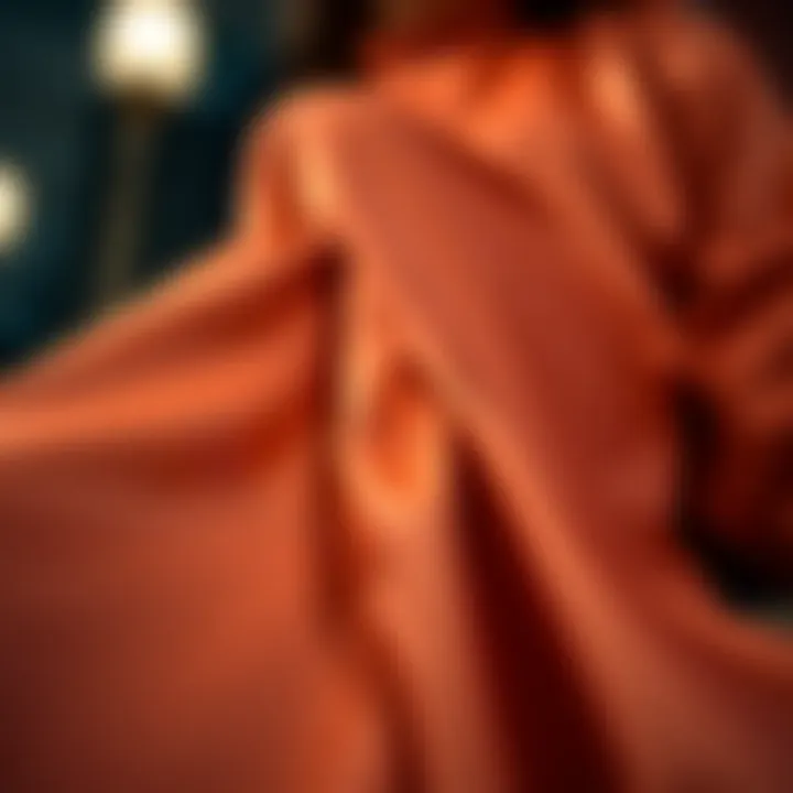 Close-up of luxurious fabric used in a split-leg romper, emphasizing quality.