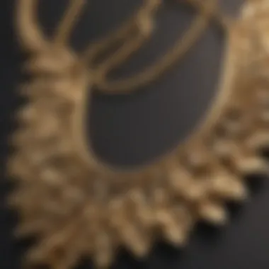 Close-up of gold plated necklace highlighting texture and shine