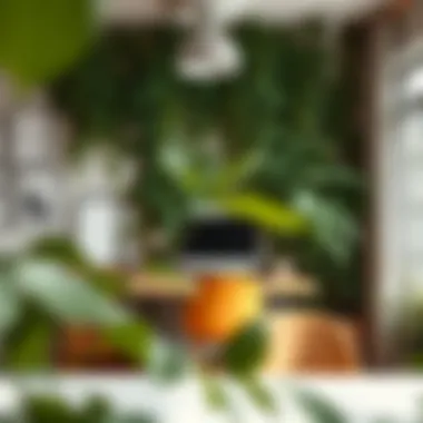 Stylish workspace adorned with ivy for a natural touch