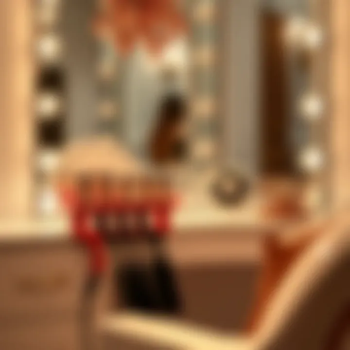 An elegant setup of hot roller clips in a stylish vanity