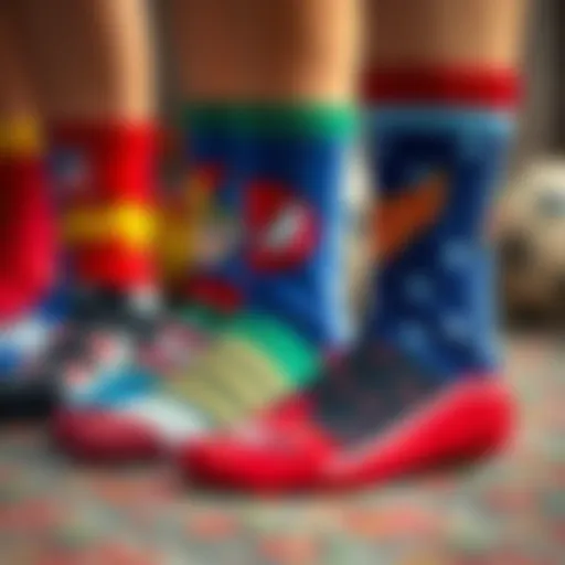 Diverse collection of Marvel character socks showcasing unique designs