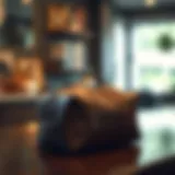 Elegant leather toiletry bag showcasing intricate craftsmanship