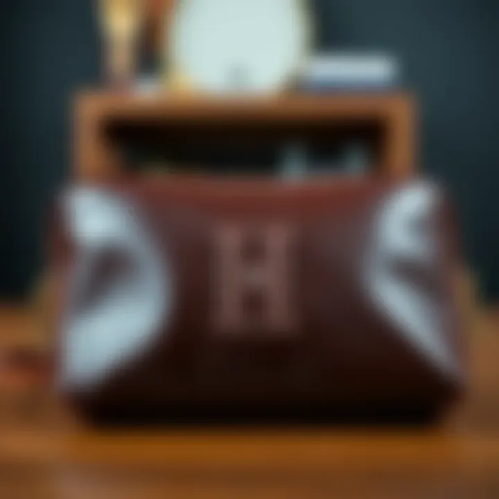 Stylish personalized initials on a leather toiletry bag