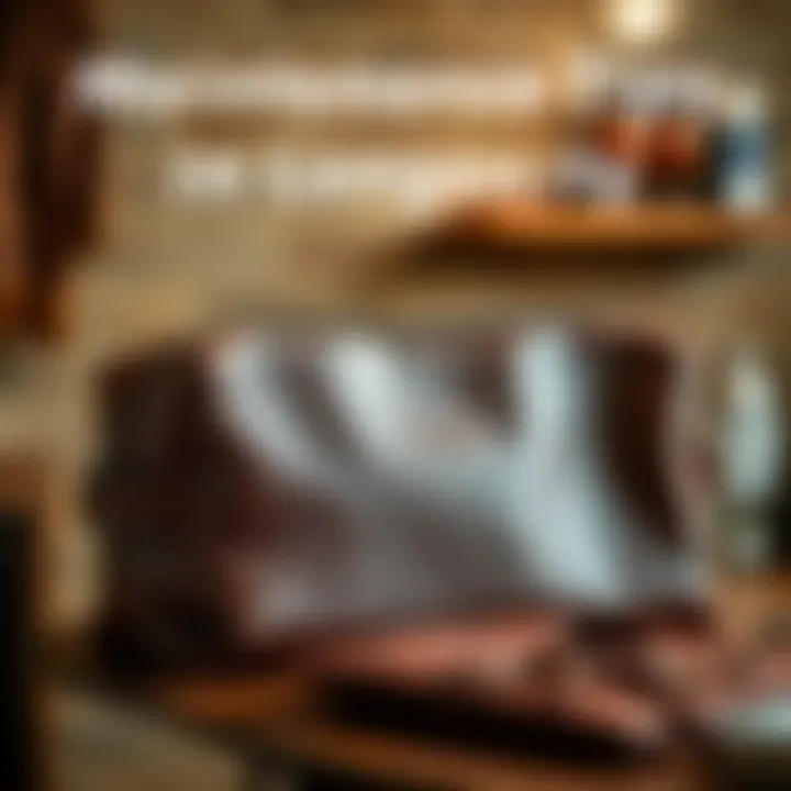 Well-maintained leather toiletry bag with care tips