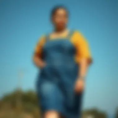 Fashionable styling tips for plus size denim pinafore