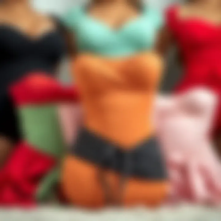 Variety of Colors and Styles A diverse range of wrap waist trainers in various colors and styles arranged aesthetically.