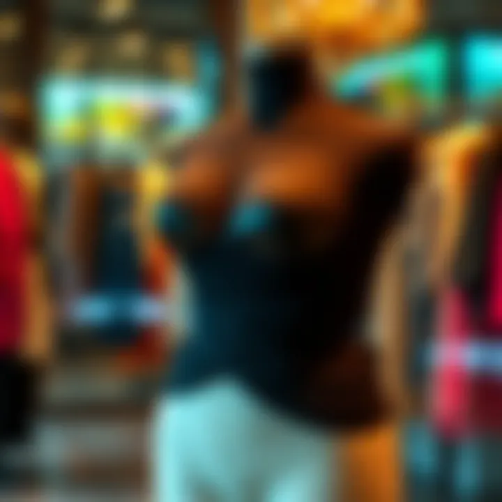 Fashionable Display on Mannequin A stylish plus size wrap waist trainer displayed on a mannequin in a fashionable setting.