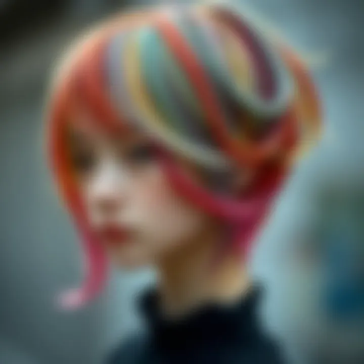 Close-up of ponyo hair with unique color patterns