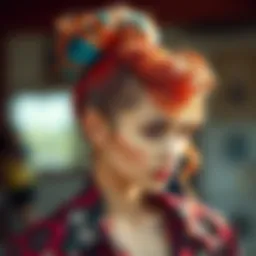 Vibrant ponyo hair styled in a creative updo