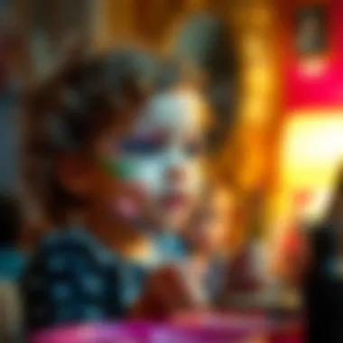 A child experimenting with pretend makeup in a playful environment