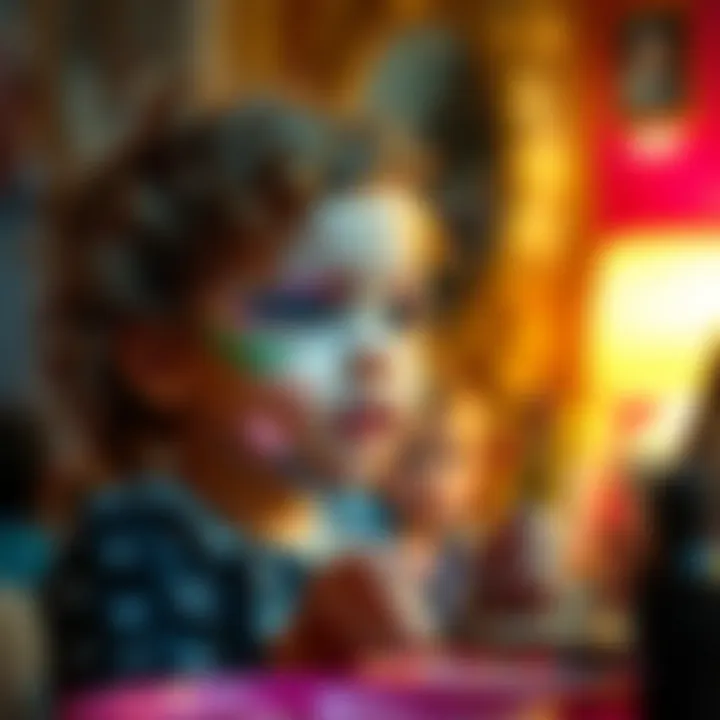 A child experimenting with pretend makeup in a playful environment
