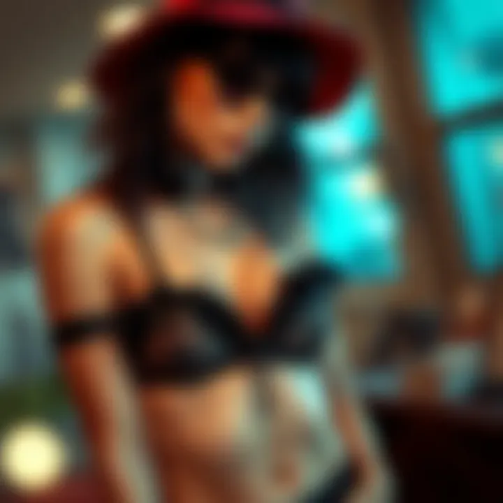 Artistic Showcase of Punk Lingerie Style An artistic representation of a model showcasing punk lingerie with bold accessories.