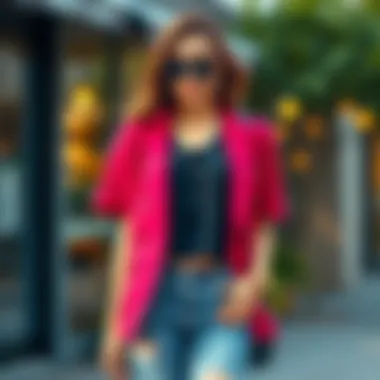 Casual Wear with Short Sleeve Blazer Fashionable short sleeve blazer worn in a casual setting