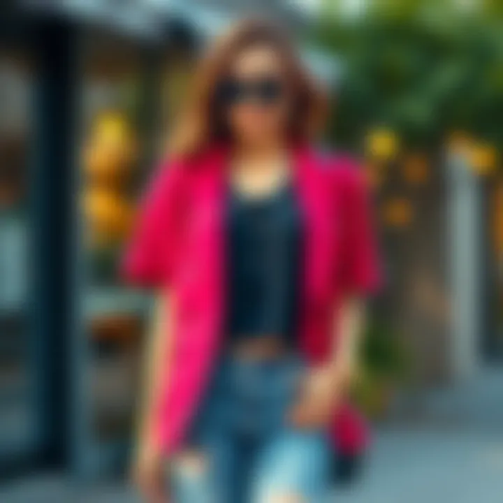 Casual Wear with Short Sleeve Blazer Fashionable short sleeve blazer worn in a casual setting