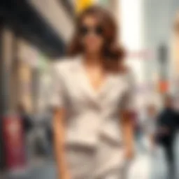 Elegant short sleeve blazer showcasing unique design elements