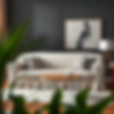 Tailored fitting of a skirted slipcover on a stylish sofa