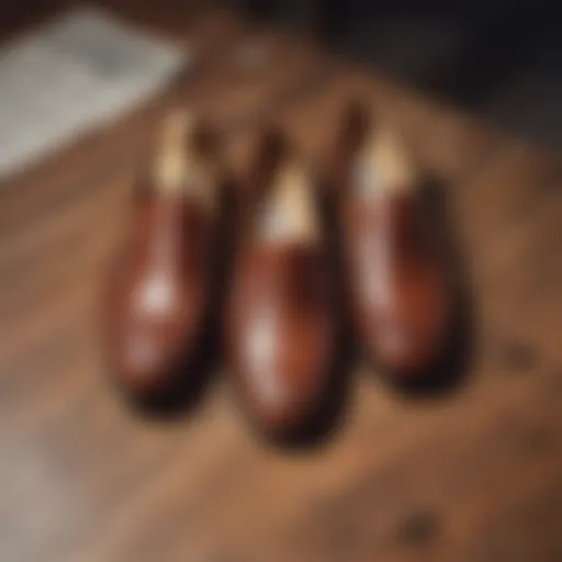 Classic penny loafers displayed on a vintage wooden surface