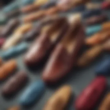 Variety of fabrics used in penny loafers showcased