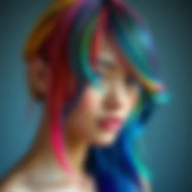 Vibrant hair colors applied with temporary dye combs