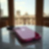 Elegant dark rose phone case on a marble surface