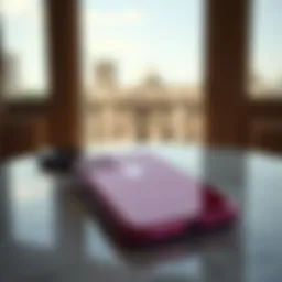 Elegant dark rose phone case on a marble surface