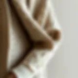 Elegant draping of a Korean cardigan showcasing intricate knit patterns