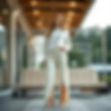 Casual outfit featuring front slit pants for an outdoor event