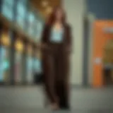 Elegant front slit pants on a stylish model