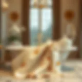 Elegant seashell bath towel draped over a luxurious bathroom setting