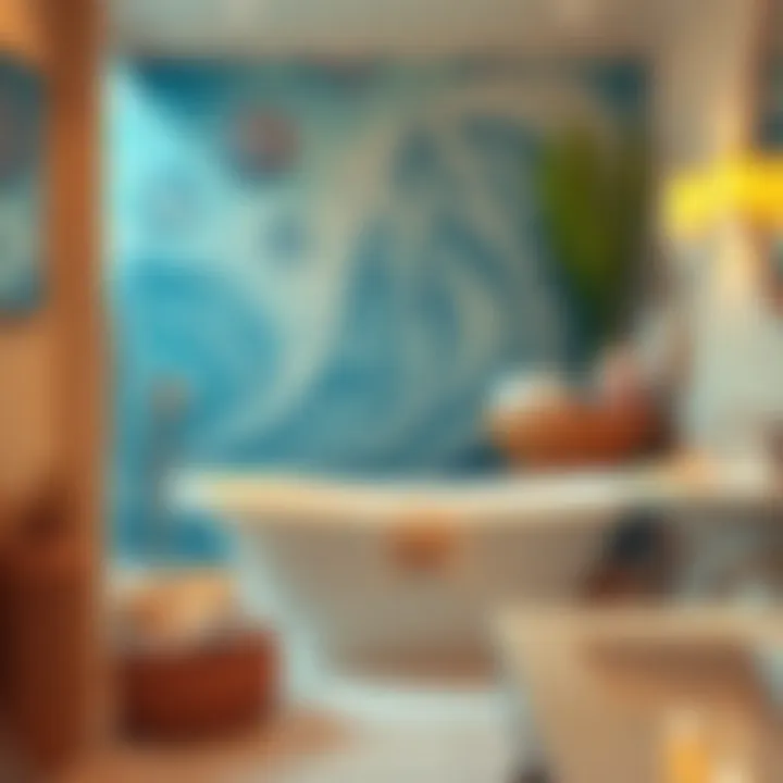 Relaxing bathroom ambiance enhanced with seashell-themed accessories