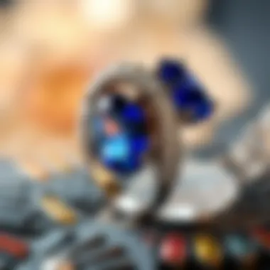 Close-up of a sapphire-encrusted sexy ring