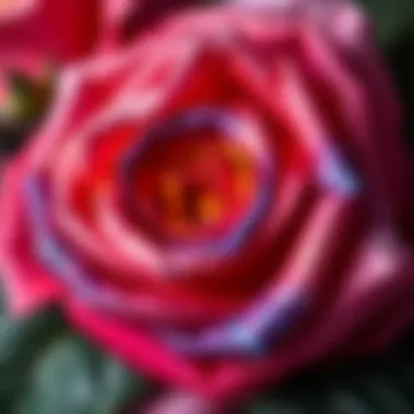 Intricate Craftsmanship of Silk Rainbow Roses Close-up of intricate craftsmanship in a silk rainbow rose