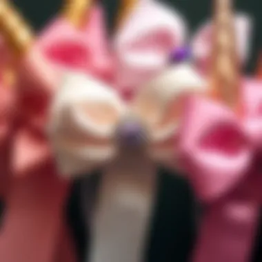 A close-up of different unicorn hair bows, highlighting their unique designs and craftsmanship.