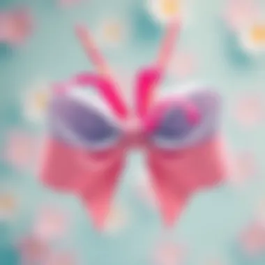 A vibrant unicorn hair bow displayed against a pastel background, showcasing its intricate details and colors.