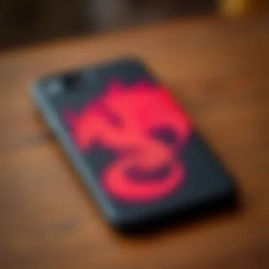 Customized Patronus Phone Case A close-up of a customized phone case featuring a patronus design