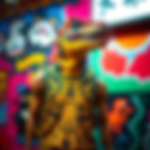 Vibrant dinosaur tank top showcased against a colorful backdrop